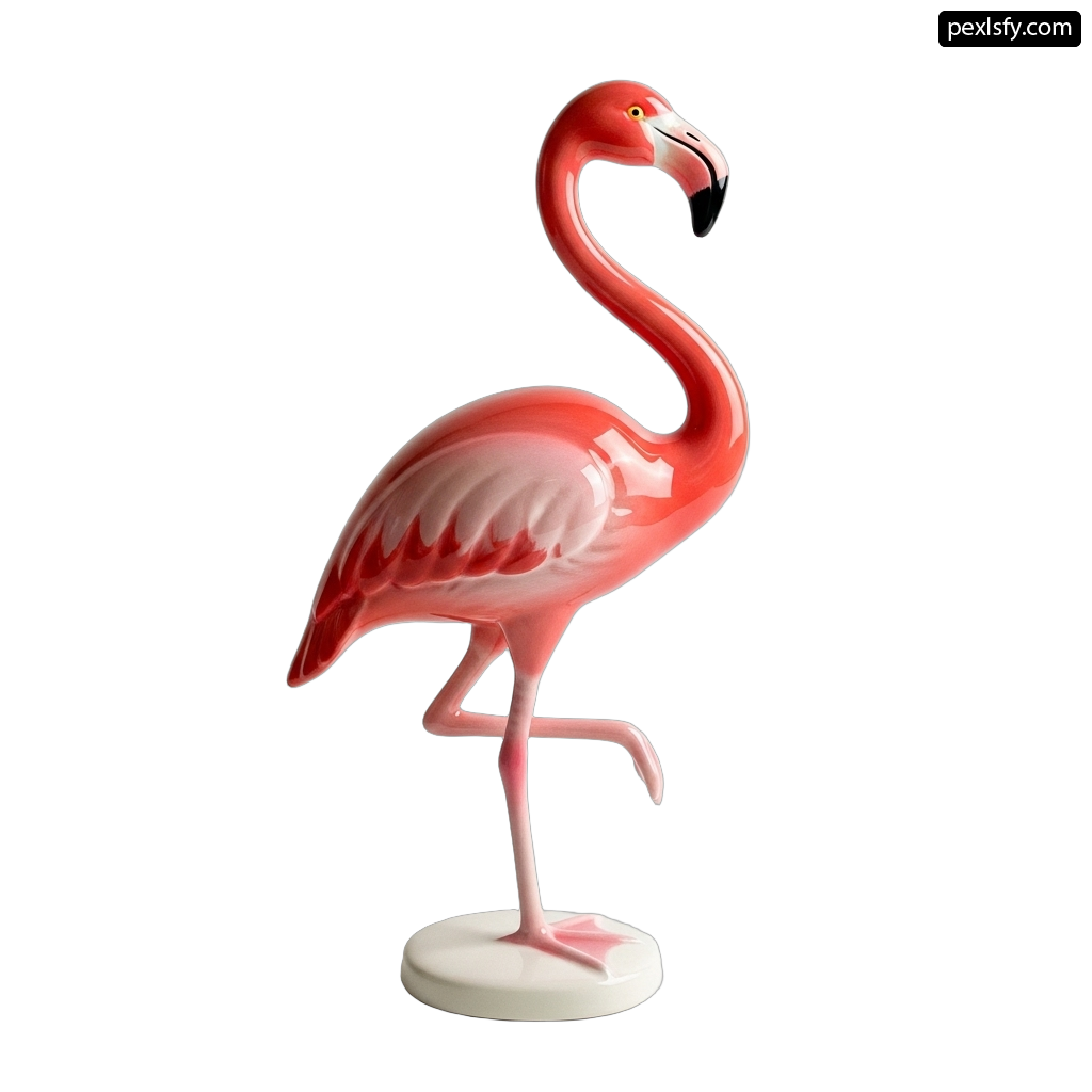 Pink flamingo standing on a white base png transparent background