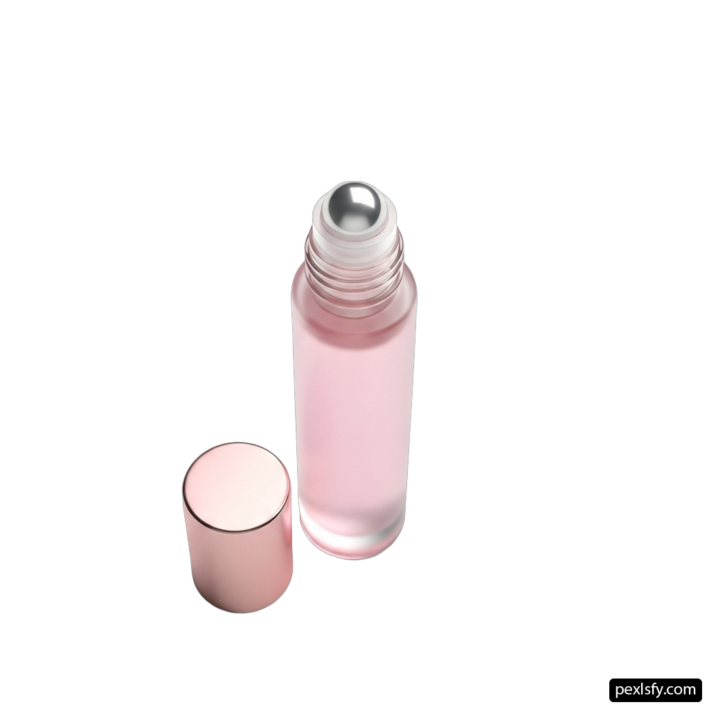 Pink glass bottle with a silver lid png transparent background
