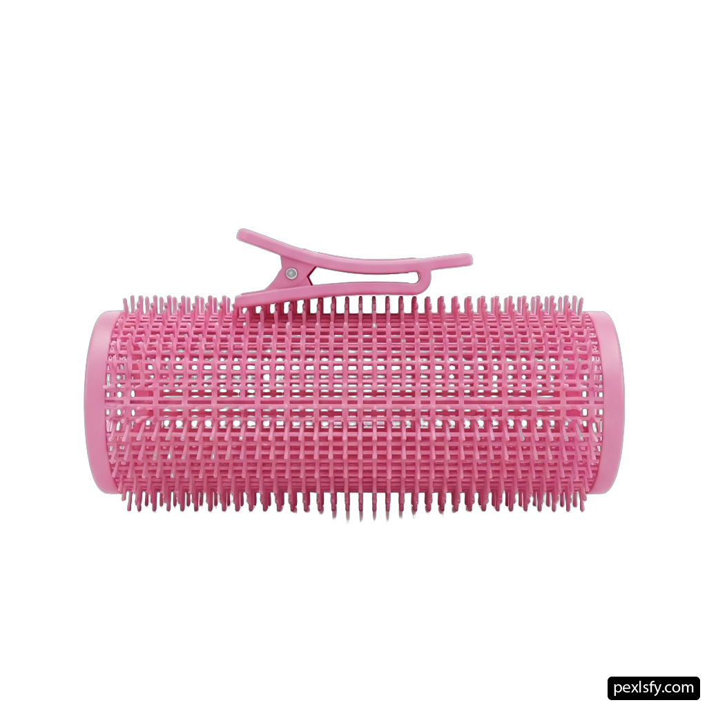 Pink hair brush on a white background png transparent background