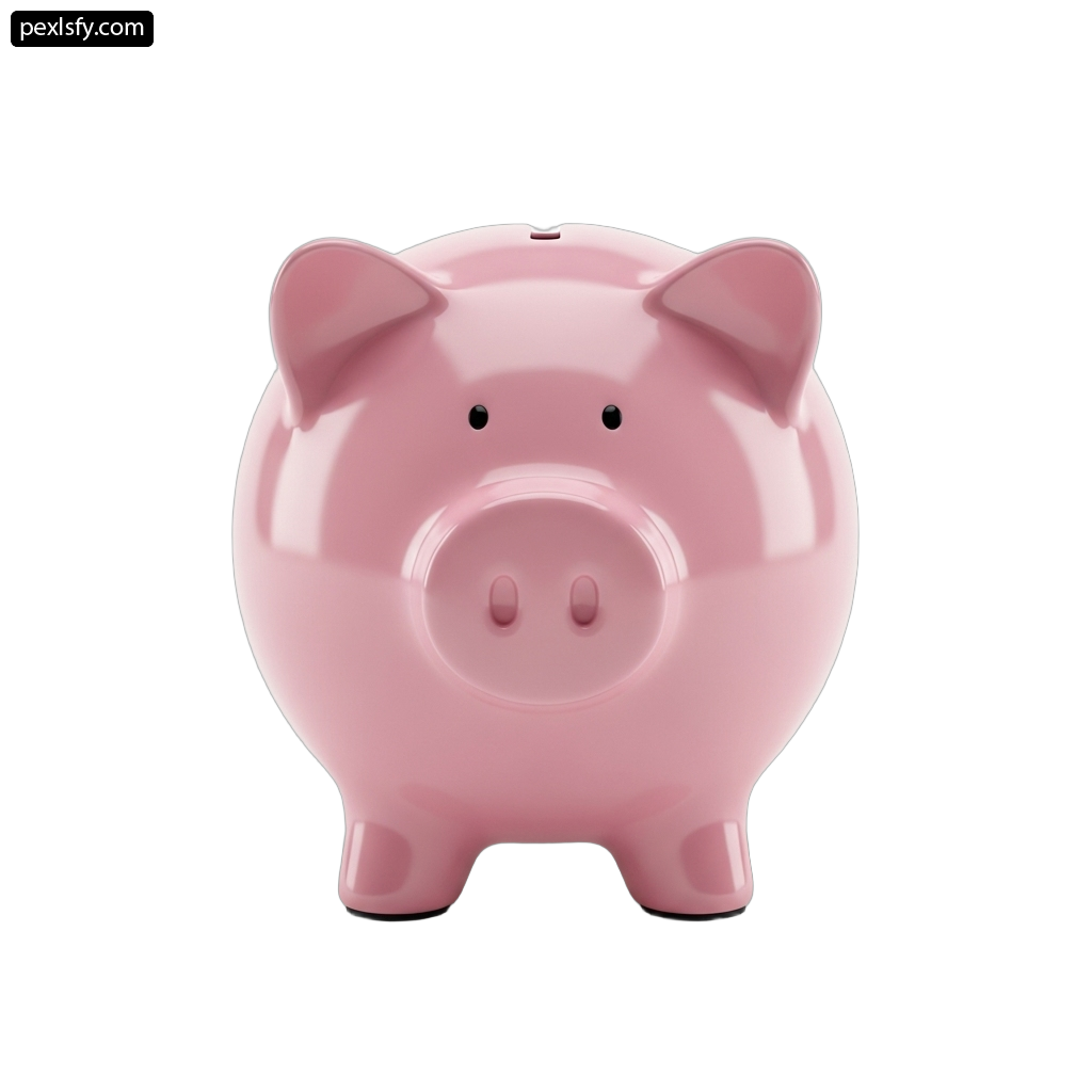 Pink piggy bank on a white background png transparent background