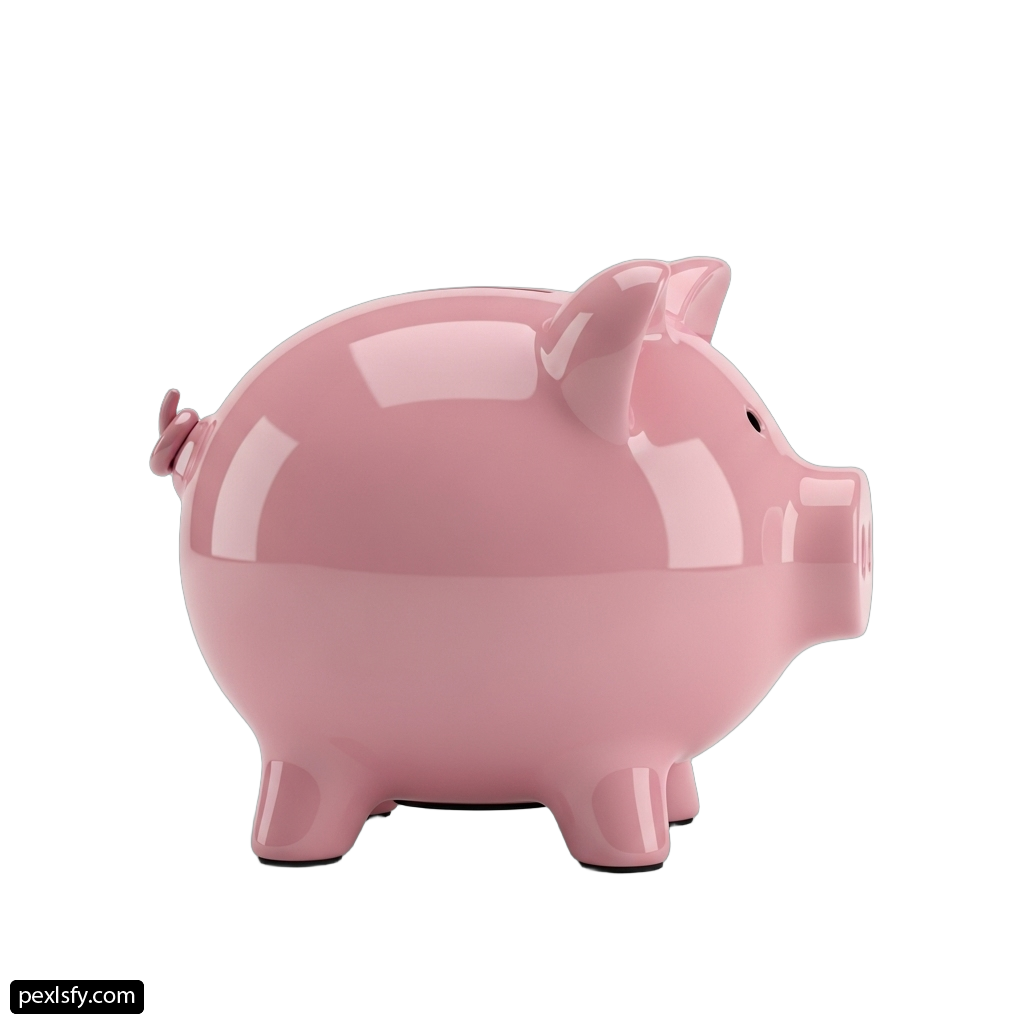 Pink piggy bank on a white background png transparent background