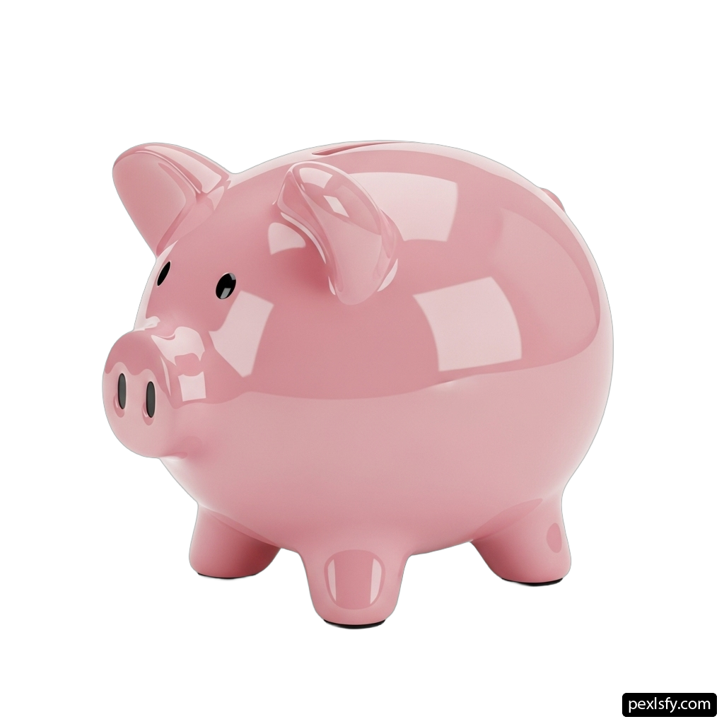 Pink piggy bank on a white background png transparent background
