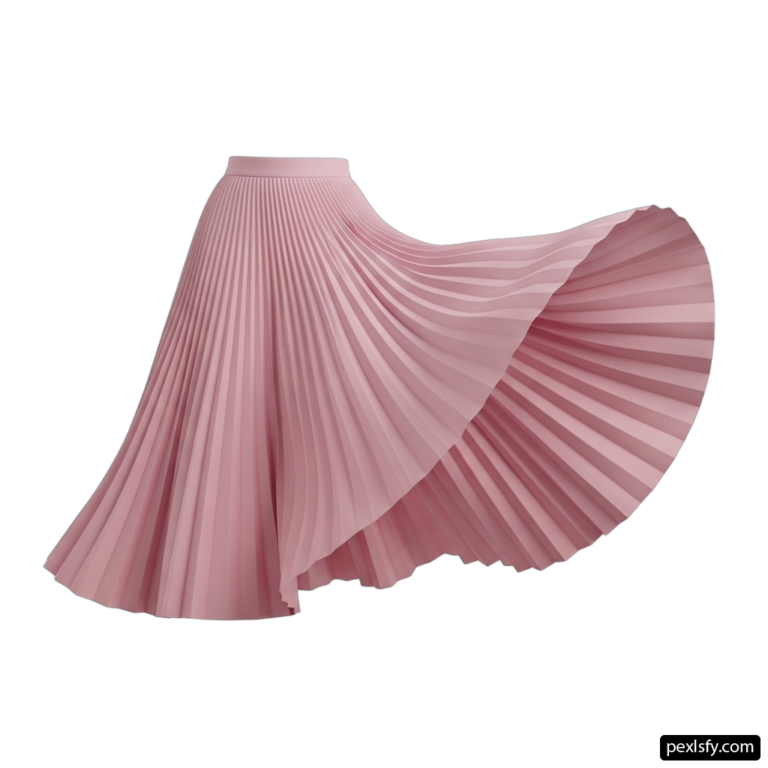 Pink pleated skirt on a white background png transparent background