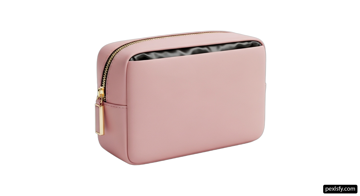 Pink purse with a zipper on the front png transparent background