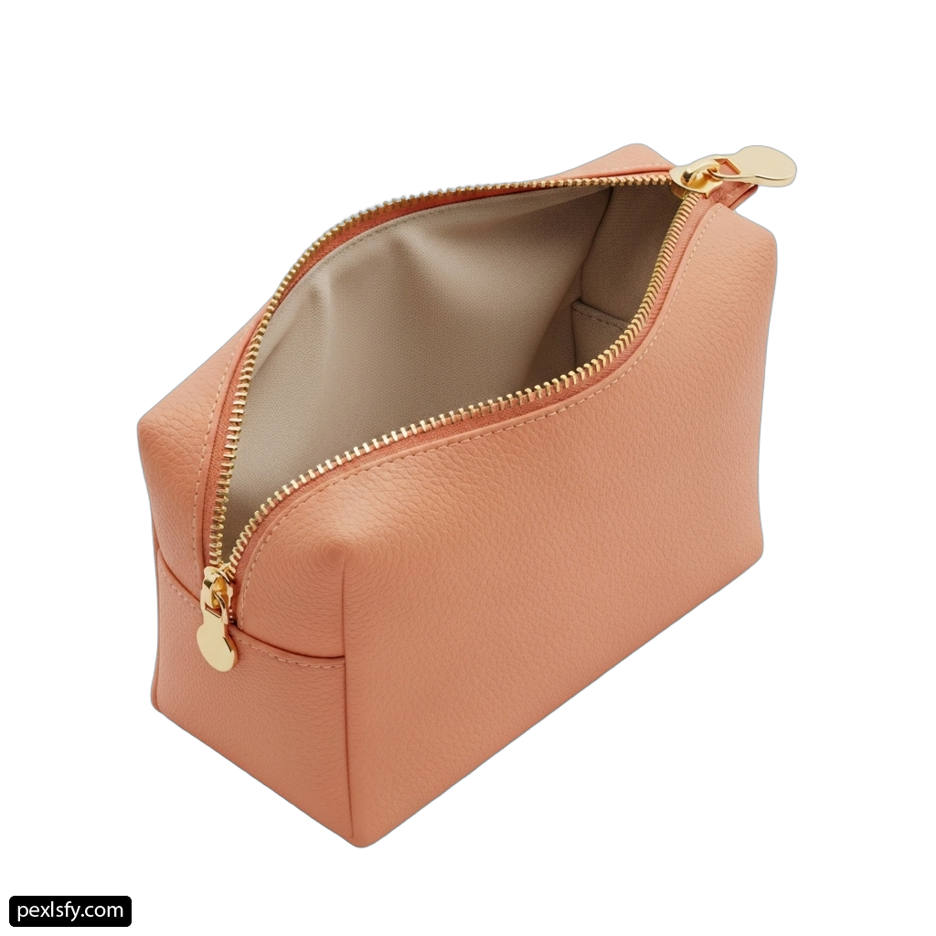 Pink purse with a zipper on the inside of it png transparent background