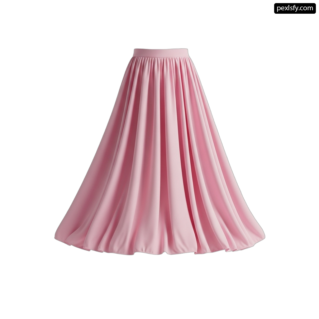 Pink skirt is shown on a white background png transparent background
