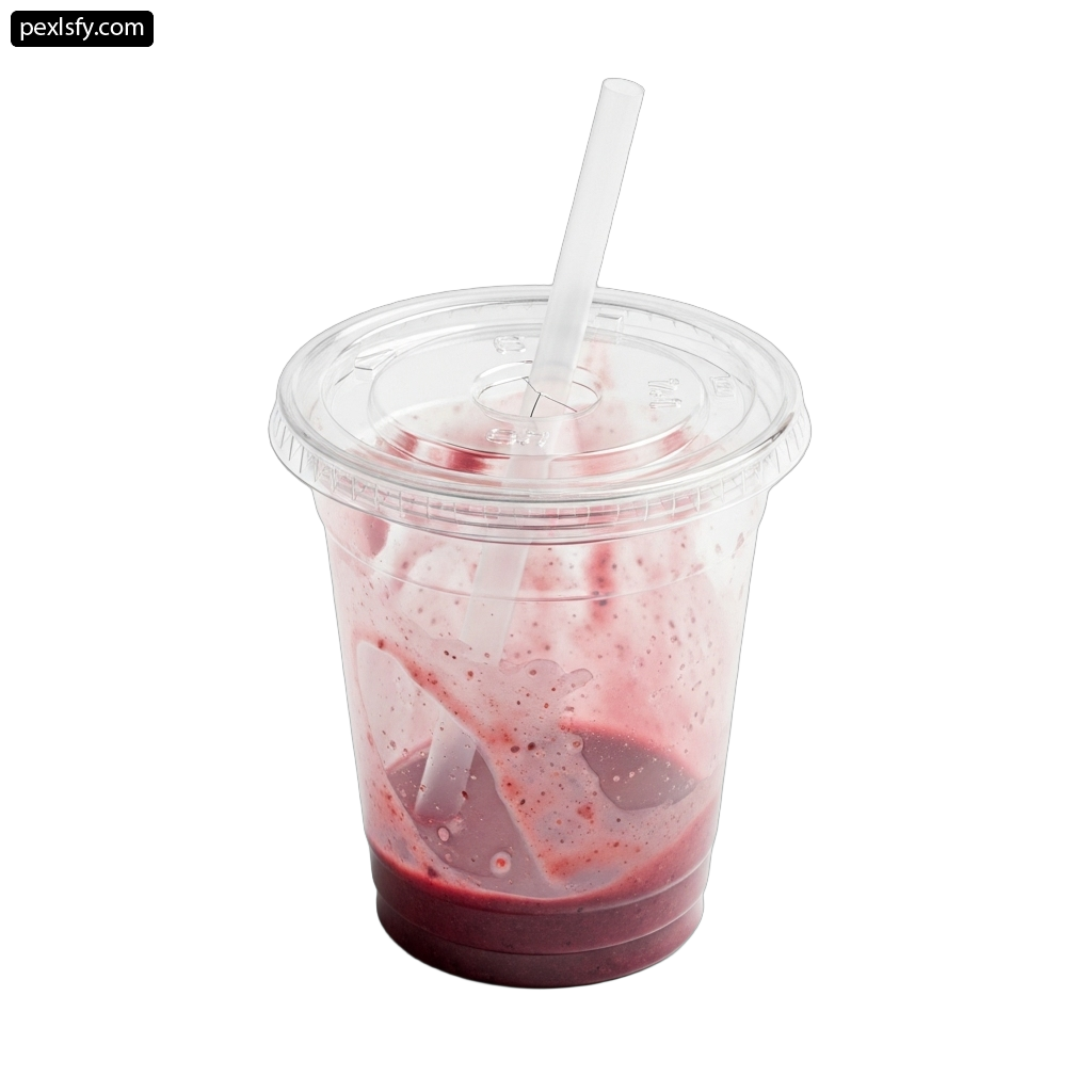 Plastic cup with a straw in it png transparent background