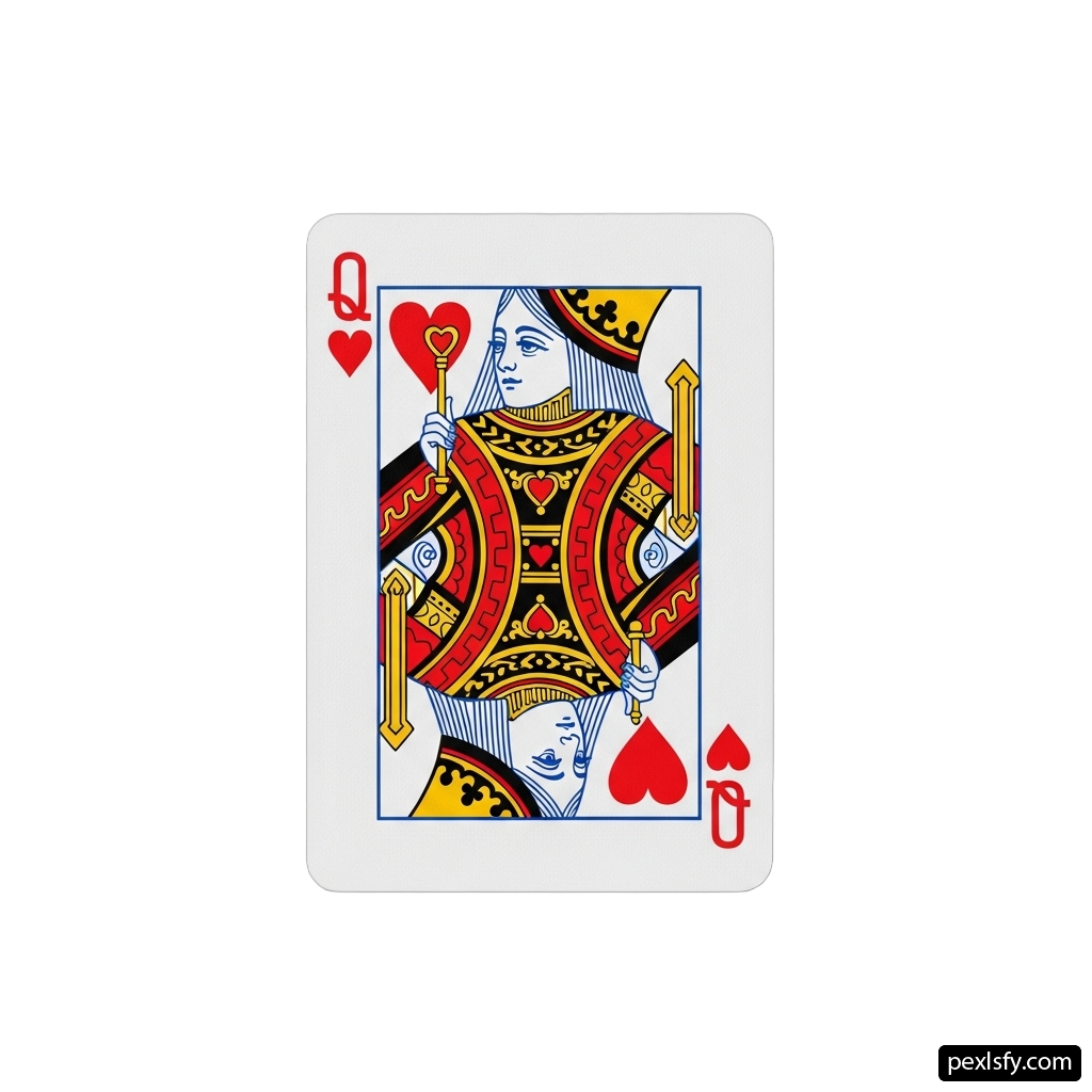Playing card with a queen of hearts on it png transparent background
