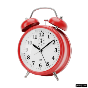 Red alarm clock on a white background png transparent background