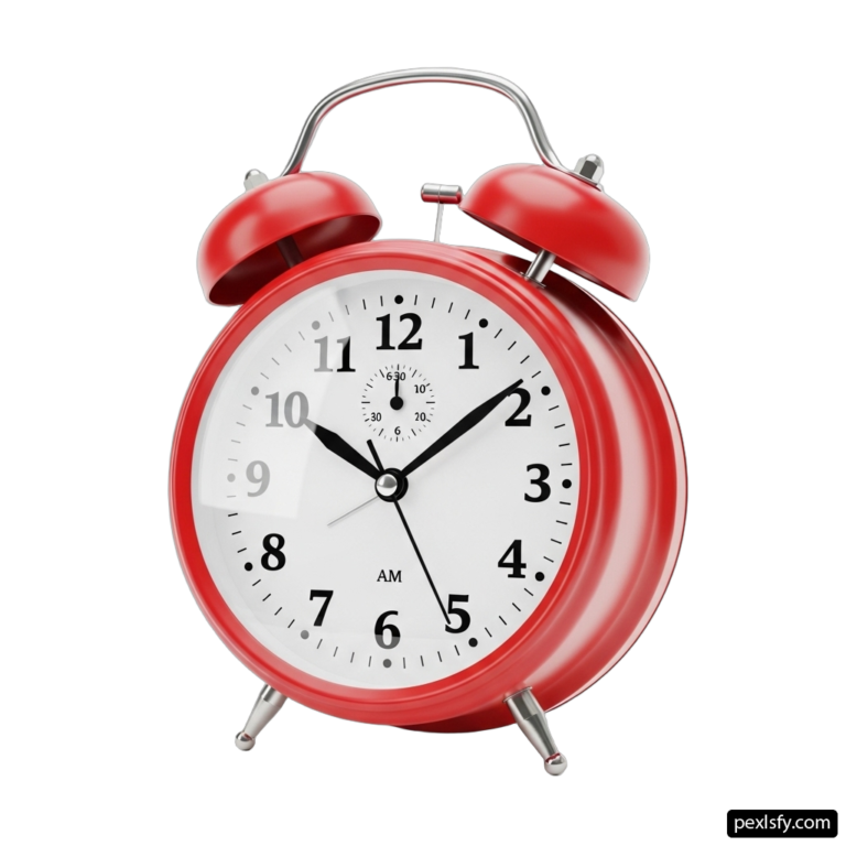 Red alarm clock on a white background png transparent background