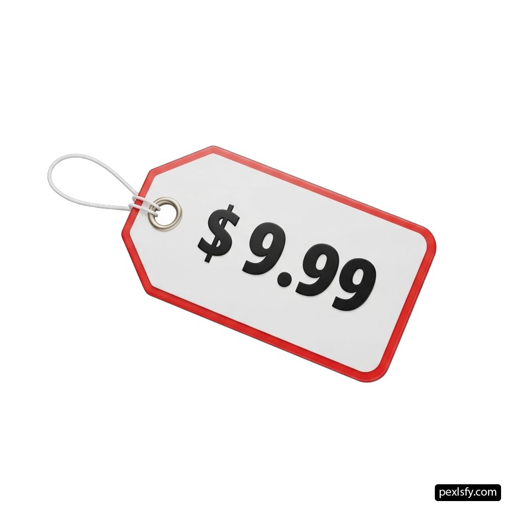 Red and white price tag with a dollar sign on it png transparent background