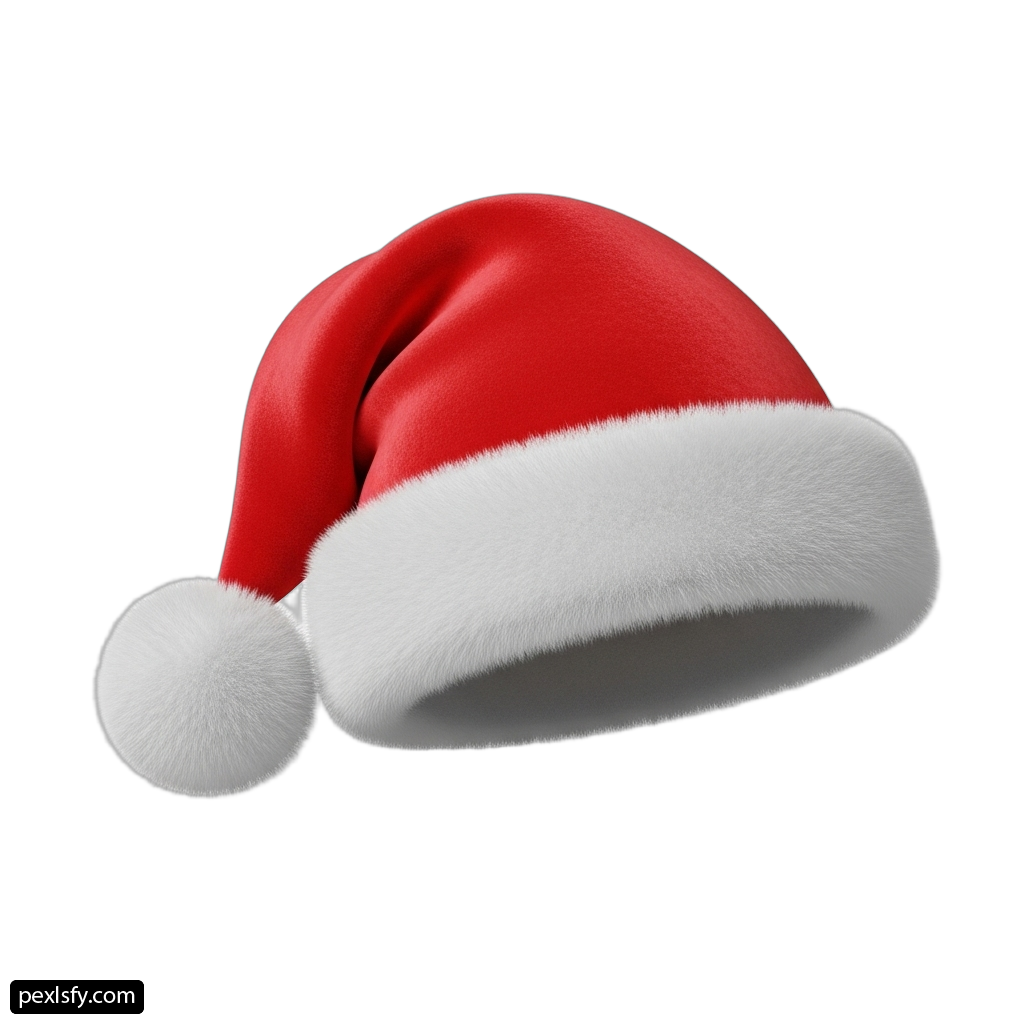 Red and white santa hat on a white background png transparent background