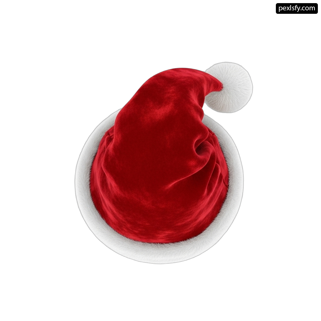 Red and white santa hat on a white background png transparent background