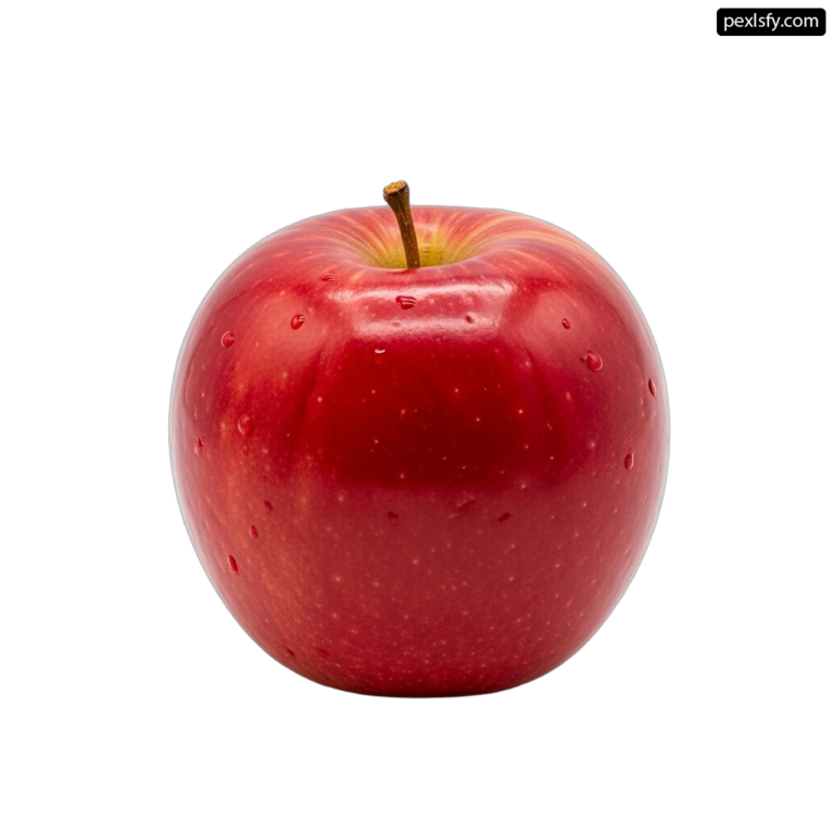 Red apple with water droplets on it png transparent background