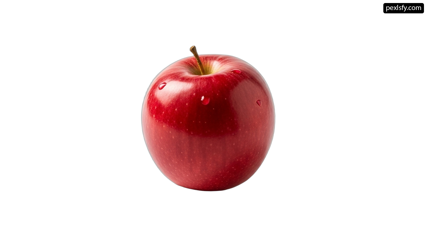 Red apple with water droplets on it png transparent background