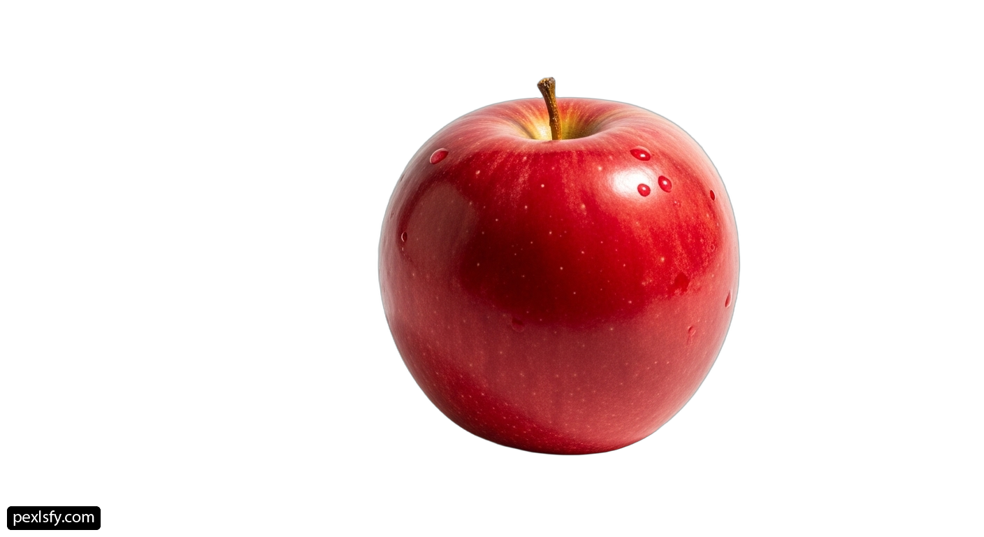 Red apple with water droplets on it png transparent background
