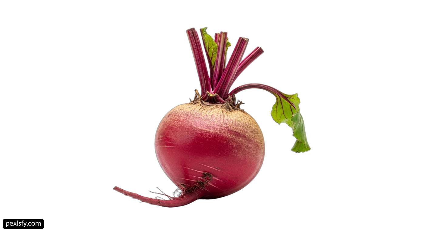 Red beet with a leaf on top of it png transparent background