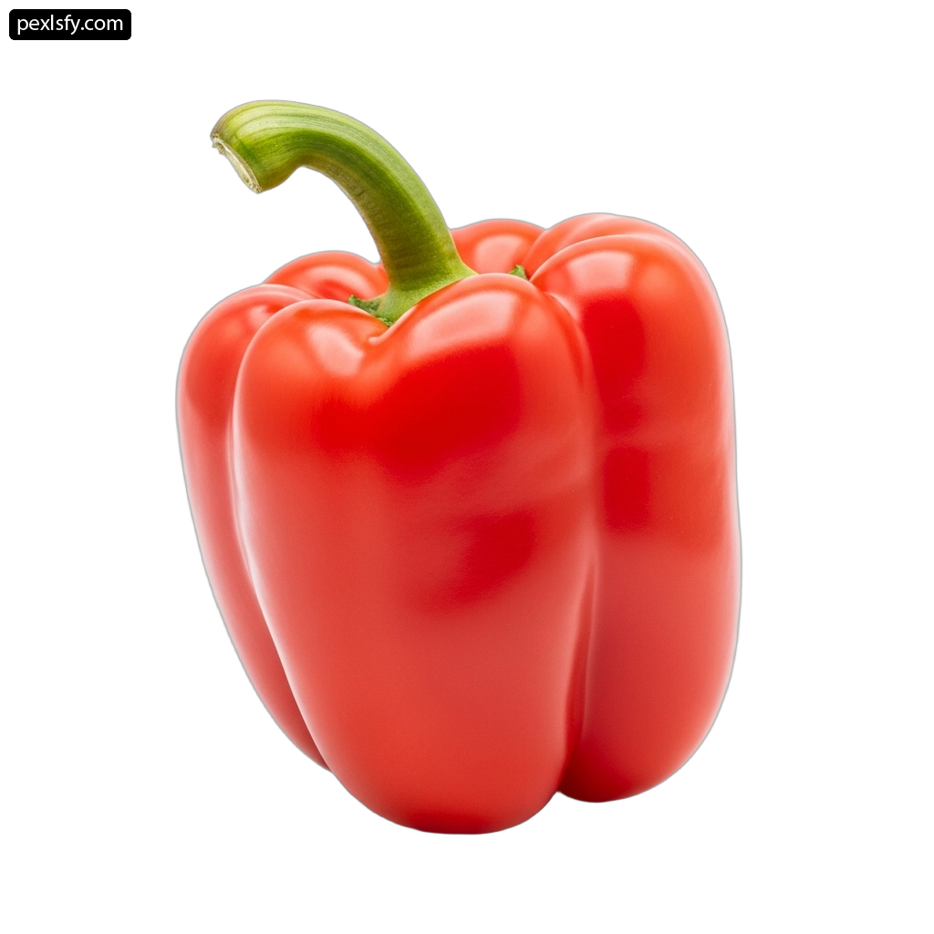 Red bell pepper on white background png transparent background