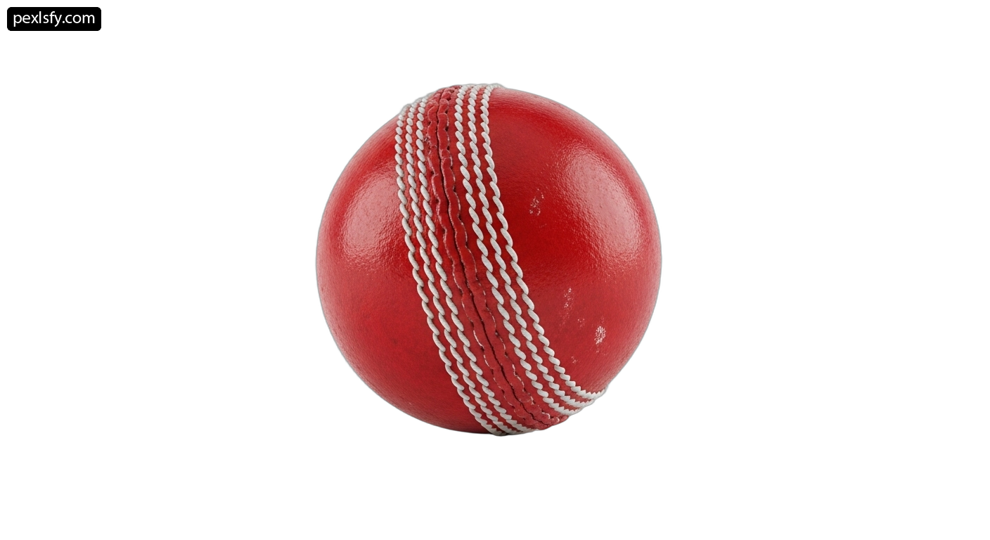 Red cricket ball on a white background png transparent background