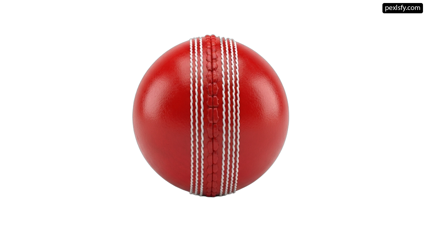 Red cricket ball on a white background png transparent background