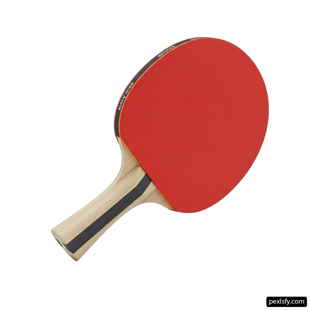 Red ping pong paddle on a white background png transparent background