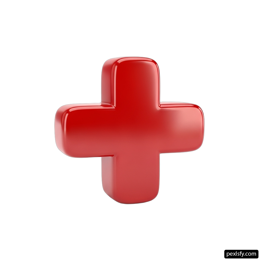 Red plus sign on a white background png transparent background