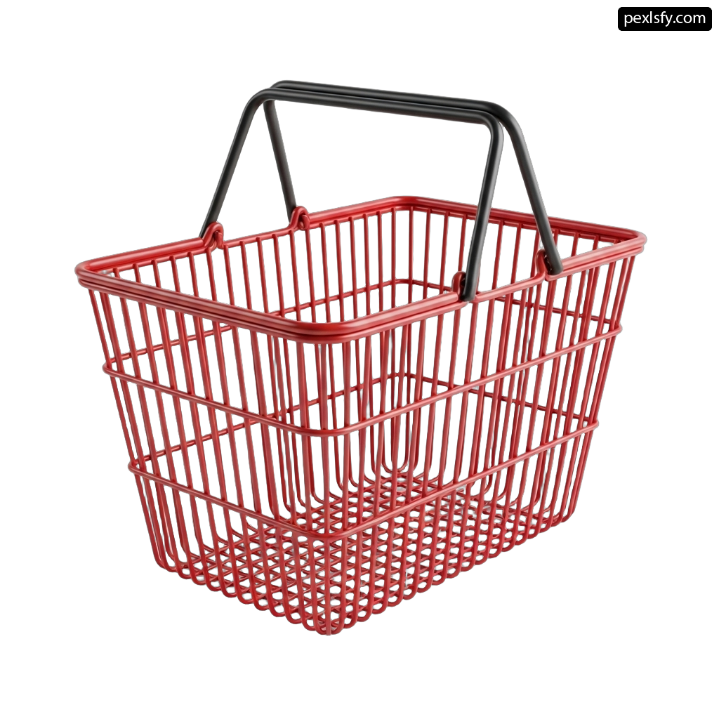 Red shopping basket on a white background png transparent background