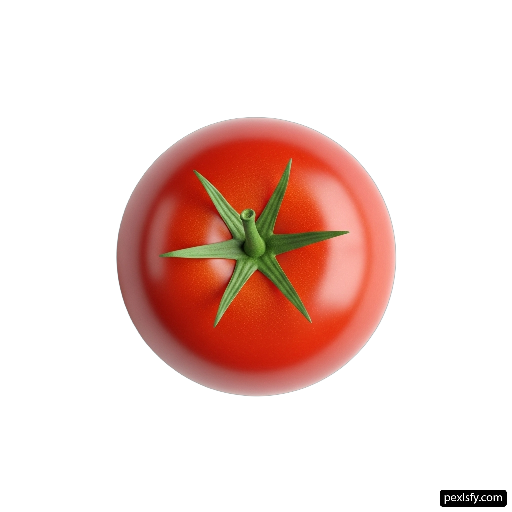 Red tomato with a green star on it png transparent background