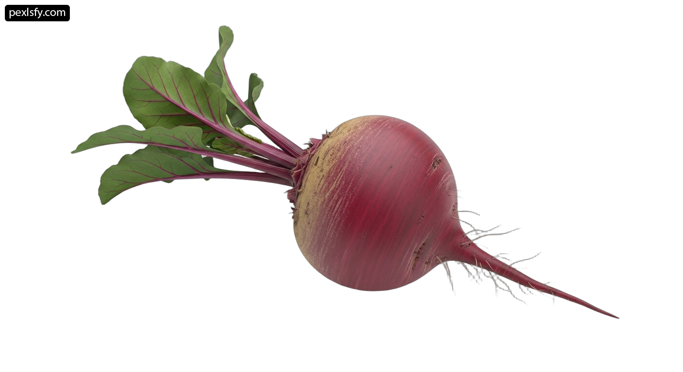 Red turnip with green leaves on a white background png transparent background