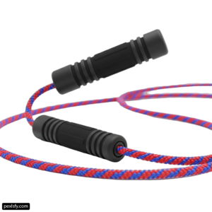 Red, white and blue rope with a black handle png transparent background
