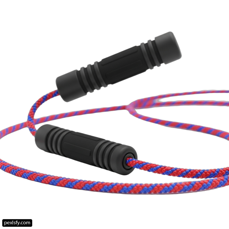 Red, white and blue rope with a black handle png transparent background
