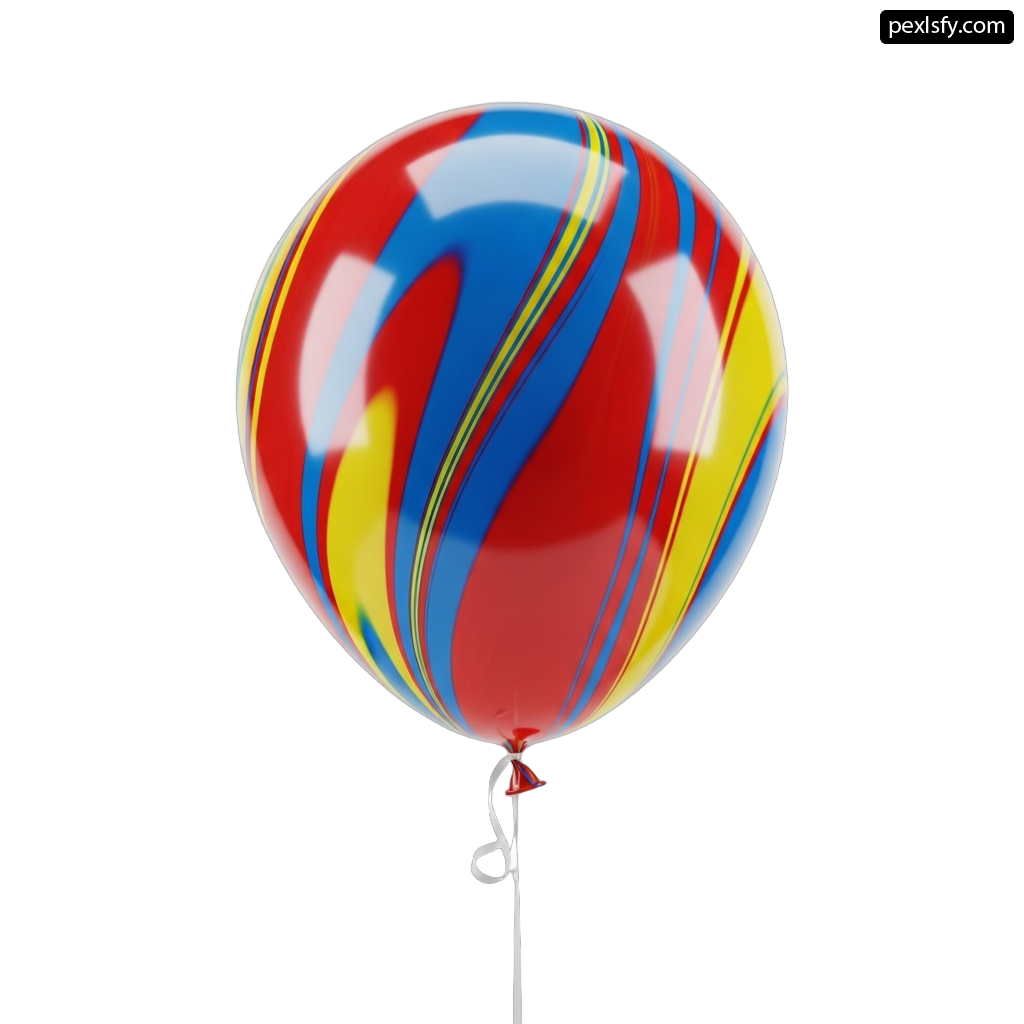 Red, yellow and blue balloon with a white background png transparent background