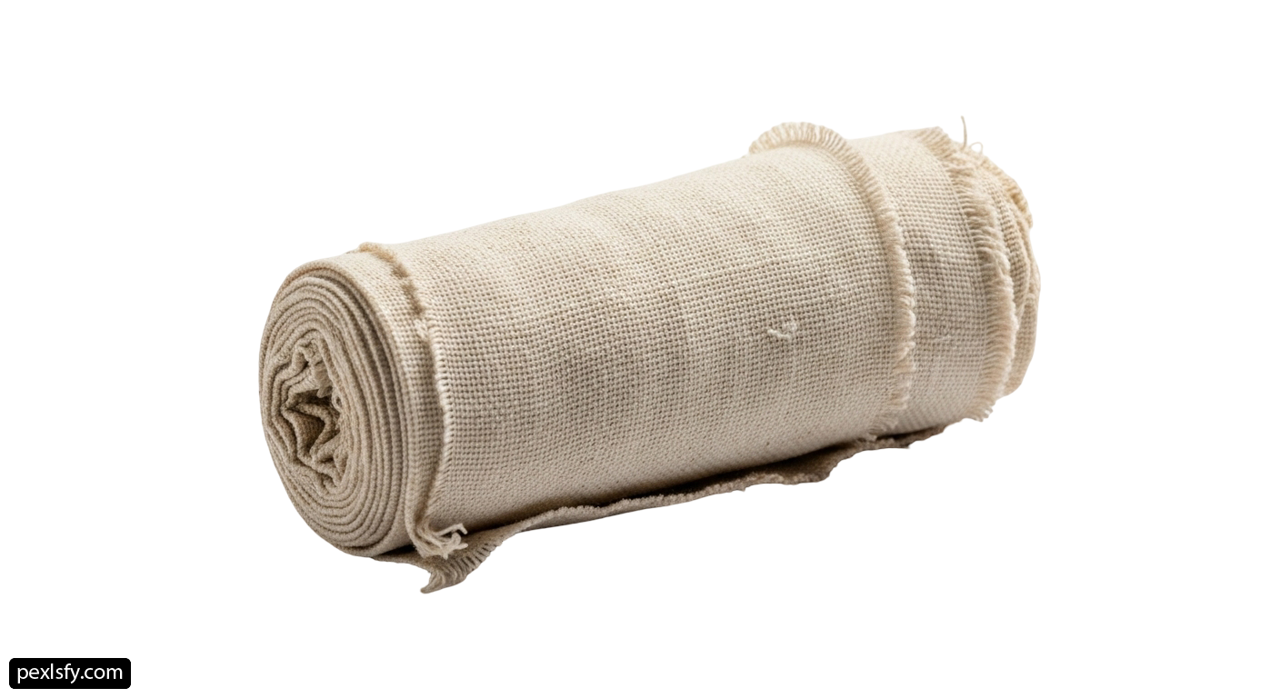 Roll of burlap on a white background png transparent background