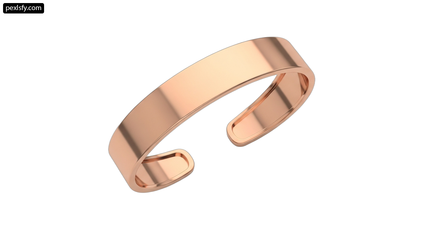 Rose gold cuff bracelet on a white background png transparent background