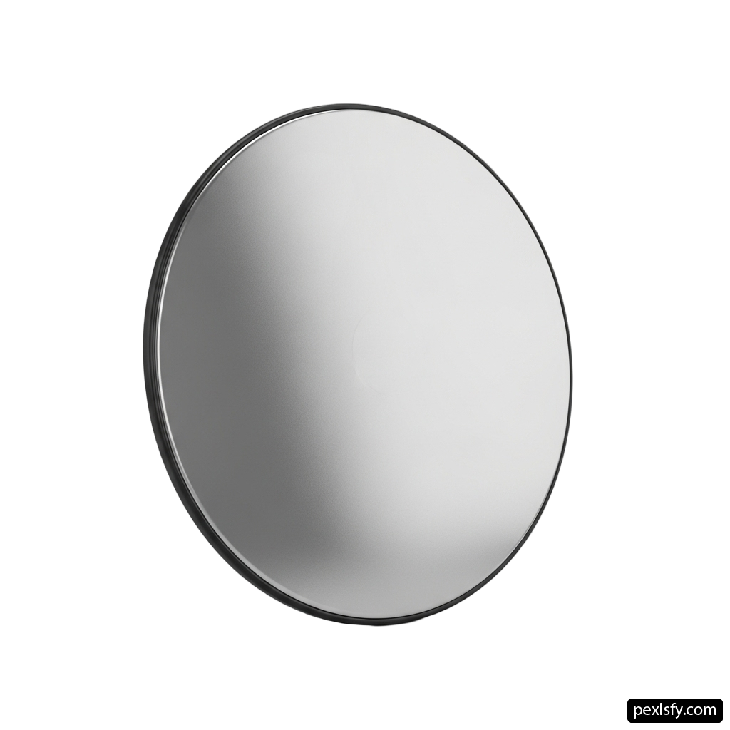 Round mirror on a white background png transparent background