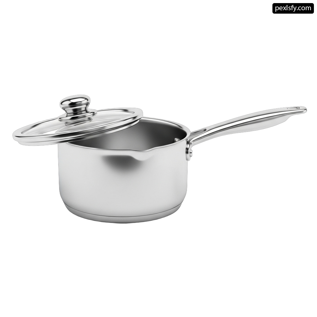 Saucepan with a lid on a white background png transparent background