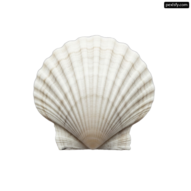 Scallop shell on a white background png transparent background