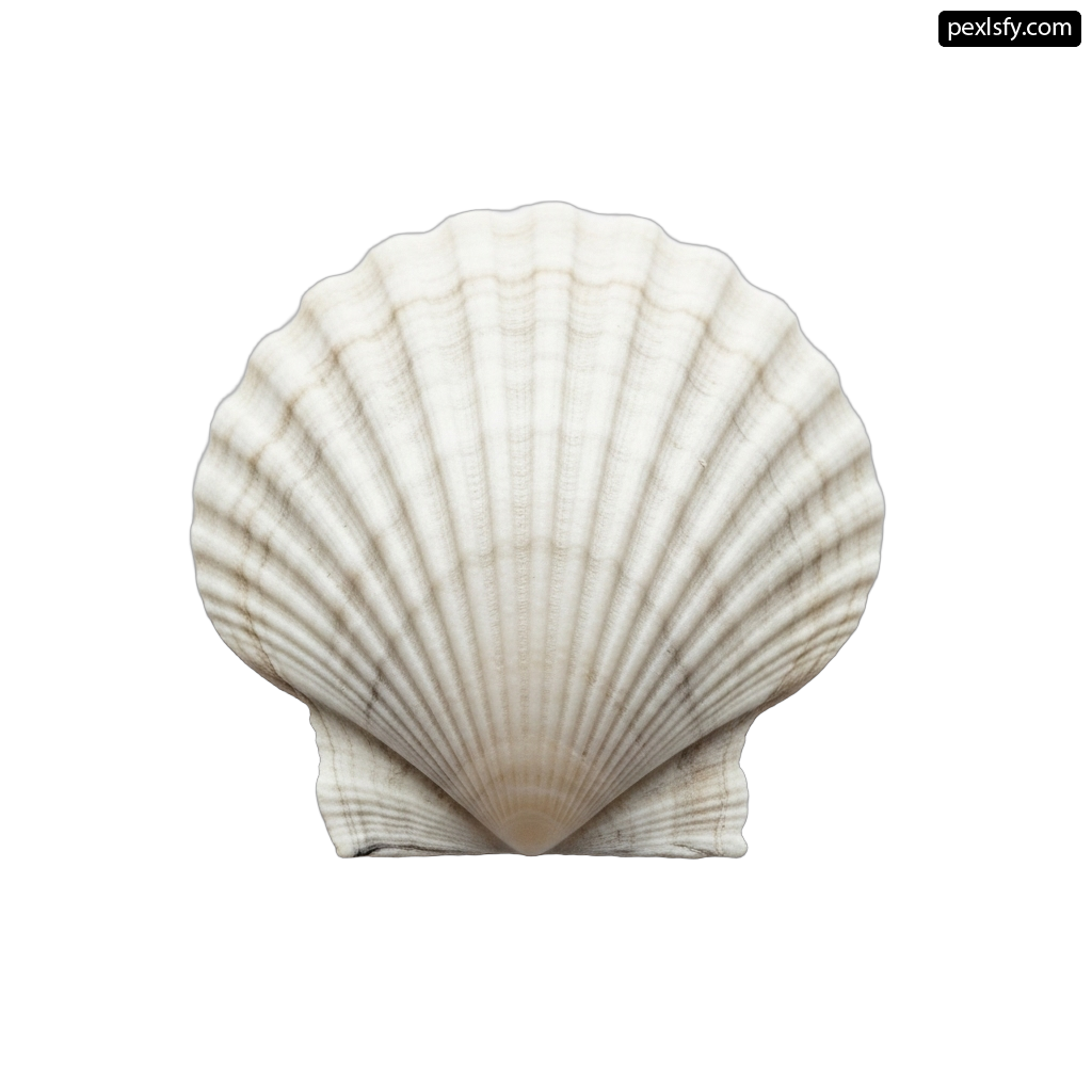 Scallop shell on a white background png transparent background