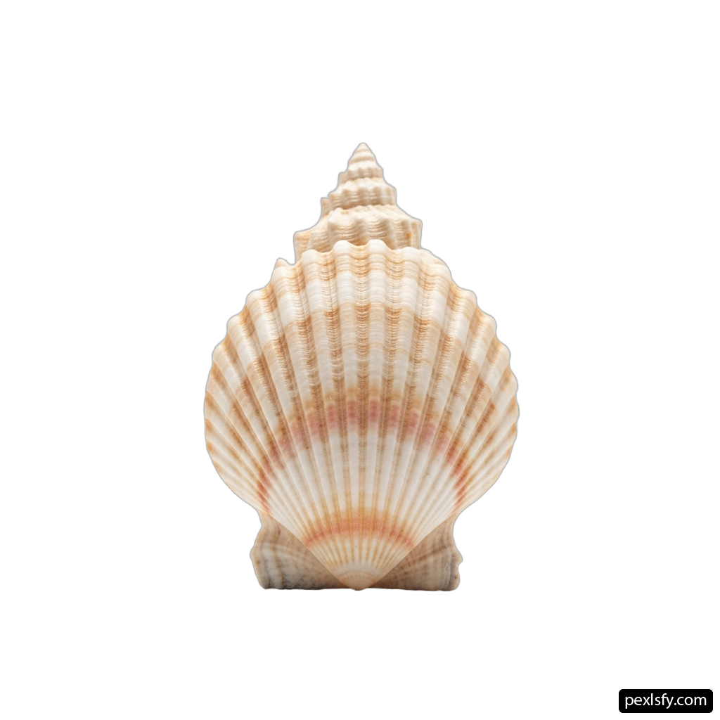 Scallop shell on a white background png transparent background