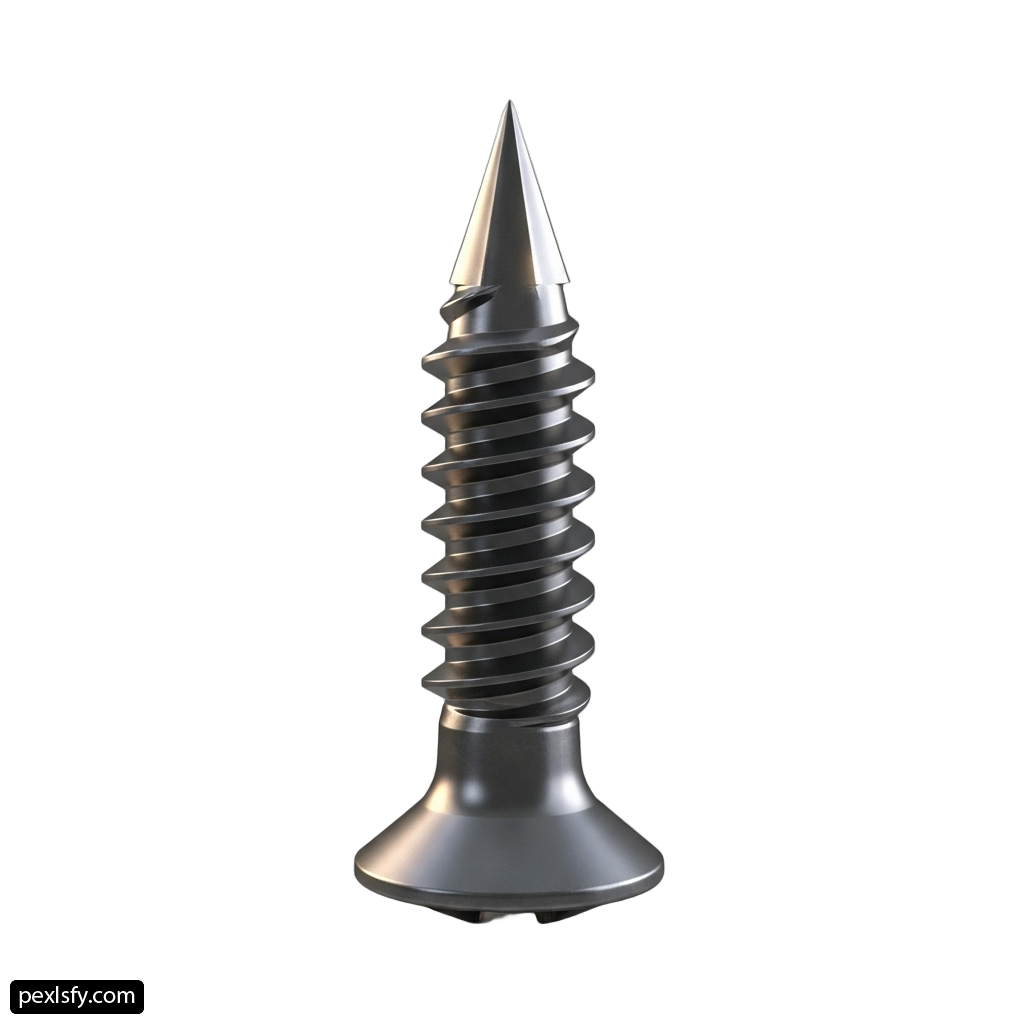 Screw with a pointed tip on a white background png transparent background