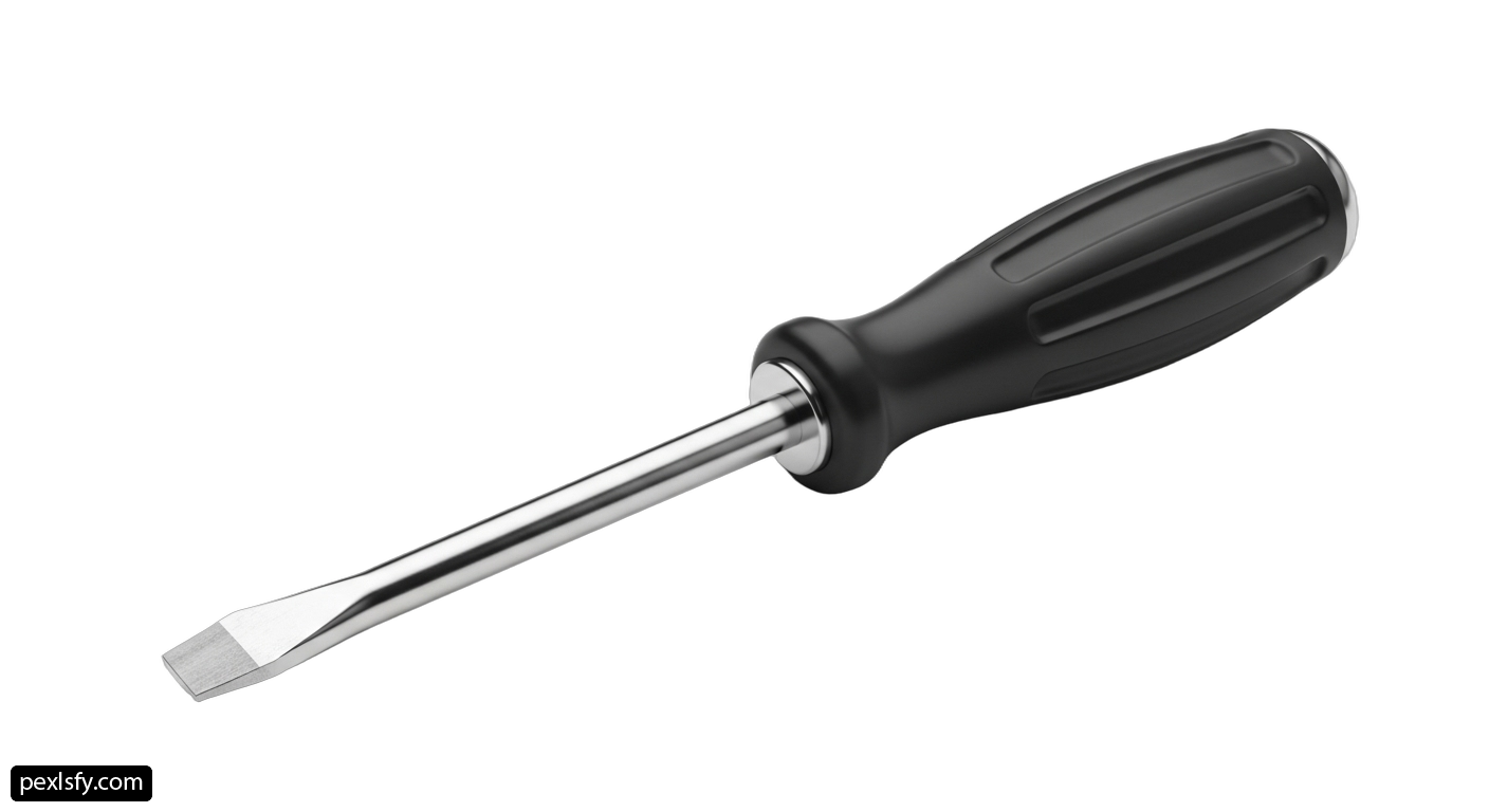 Screwdriver with a black handle on a white background png transparent background