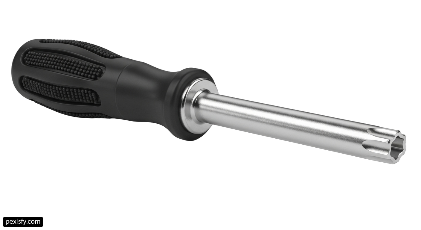 Screwdriver with a black handle on a white background png transparent background