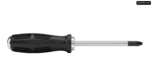 Screwdriver with a black handle on a white background png transparent background