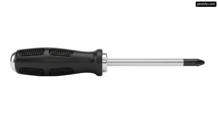 Screwdriver with a black handle on a white background png transparent background