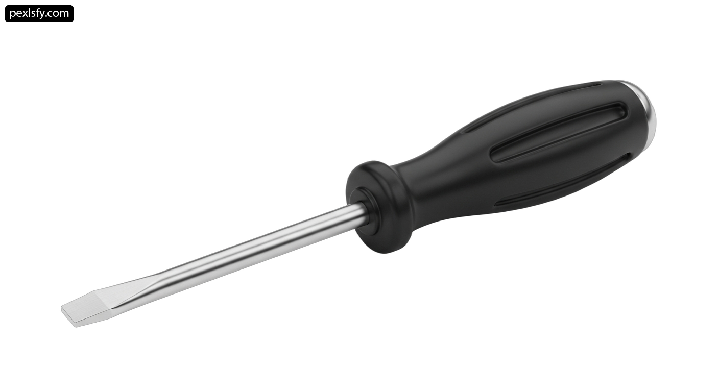 Screwdriver with a black handle on a white background png transparent background