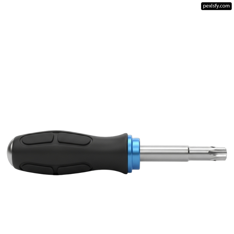 Screwdriver with a blue handle on a white background png transparent background