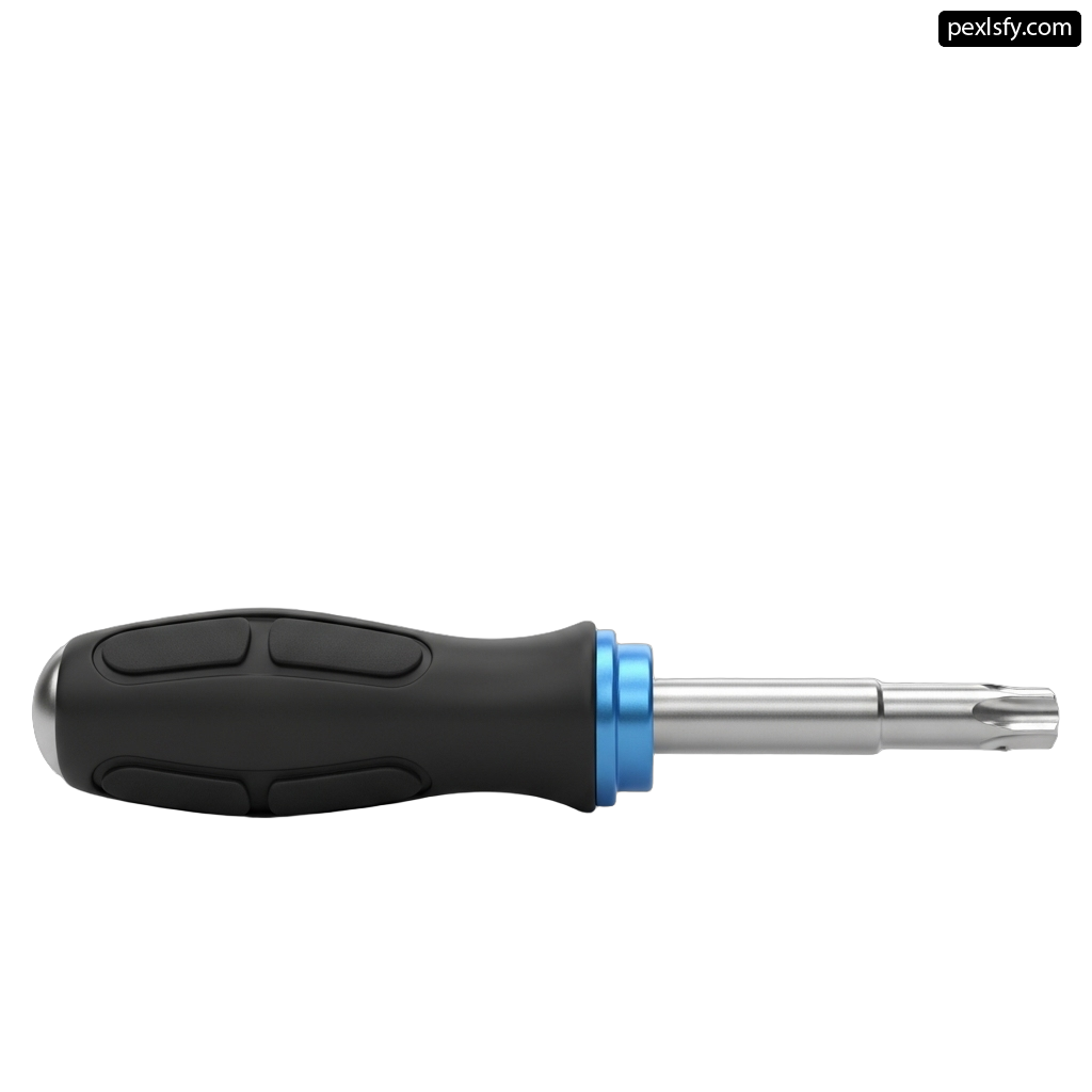 Screwdriver with a blue handle on a white background png transparent background