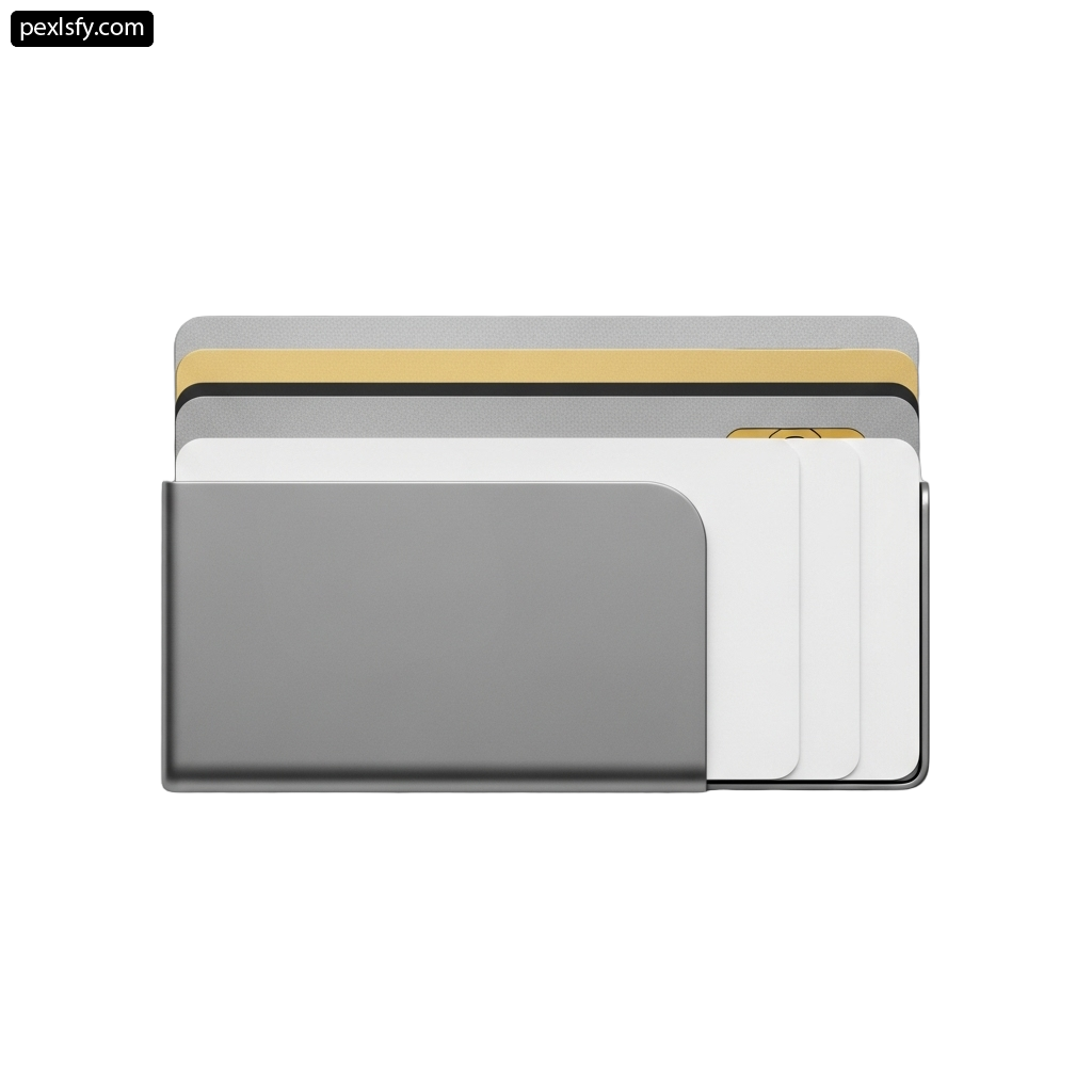 Set of four credit cards sitting on top of each other png transparent background
