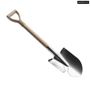 Shovel with a wooden handle on a white background png transparent background