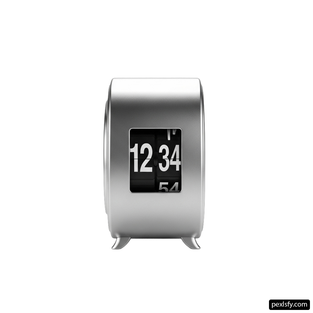 Silver alarm clock on a white background png transparent background
